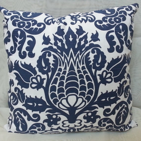 Items similar to Decorative Throw Pillow Cover with Premier Prints Amsterdam Slub Blue/ White ...
