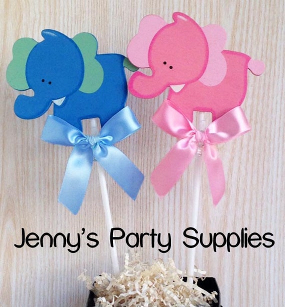 Set of 6 Elephants Centerpieces Gender Reveal Elephant Baby