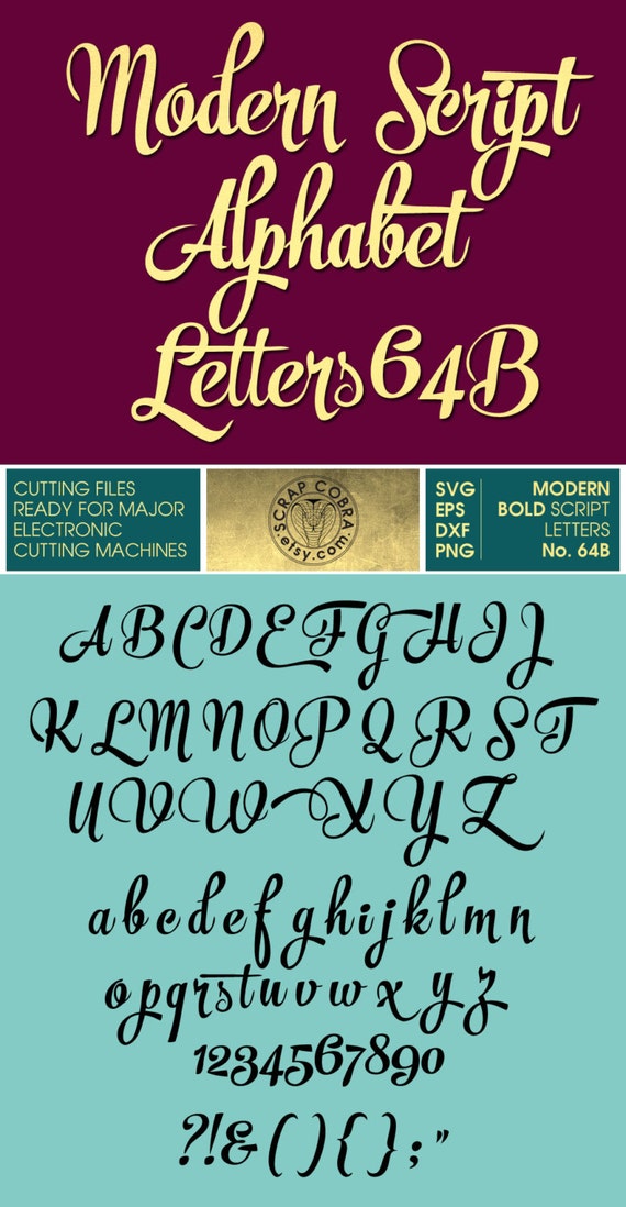 Modern Bold Script Alphabet Letters 64B SVG eps dxf by ScrapCobra ...