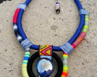 Ethnic Necklace African Necklace beaded necklace Statement Necklace Rope Necklace tribal necklace African jewelry womens gift valentine gift