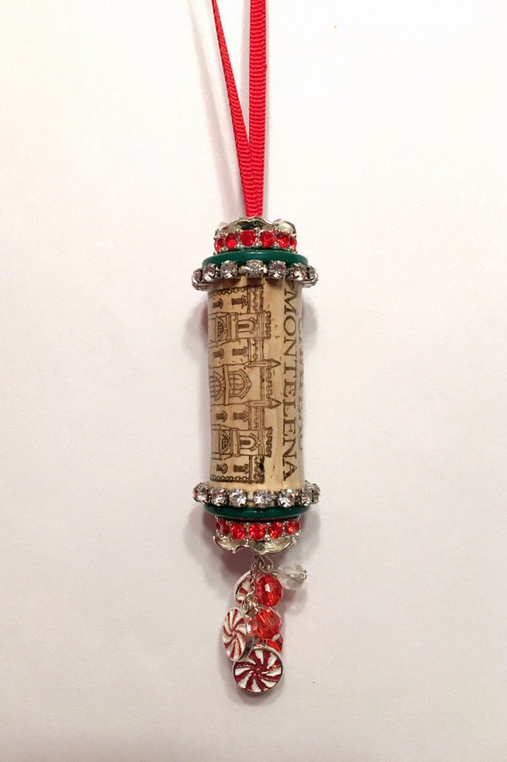 christmas candy themed wine cork ornament christmas candy themed wine cork ornament