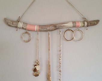 Driftwood Jewelry Organizer, Hanging Jewelry Display, Aztec Necklace Holder, Wall Jewelry Display, Bohemian Jewelry Holder, Custom Order