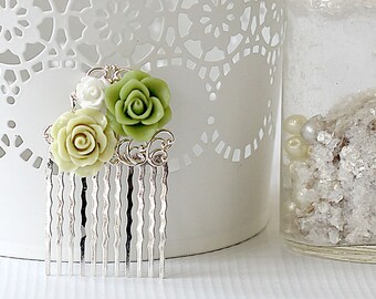 Silver Bridal Hair Comb - Floral Hair Comb - Vintage Style Bridal Hair Comb - Hair Combs for Women - Boho Wedding Hair Comb-Flower Hair Comb