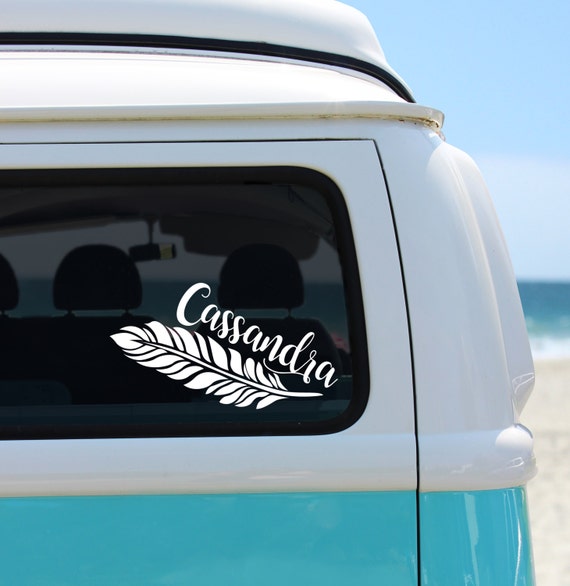 Personalized Feather Vinyl Decal Feather Car Sticker