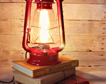 Lantern Light, Lantern Night Light, Lantern Lamp, Electric Kerosene Lantern, Electric Lantern, Table Lamp, Red Table Lamp, Red Lantern