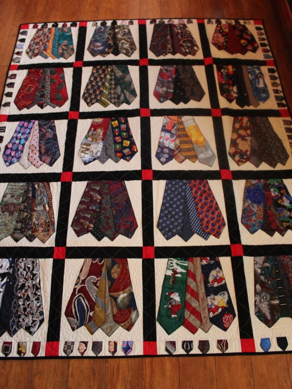 DollyWollySewing - Memory quilt of men's ties, Full size quilt of men's ...