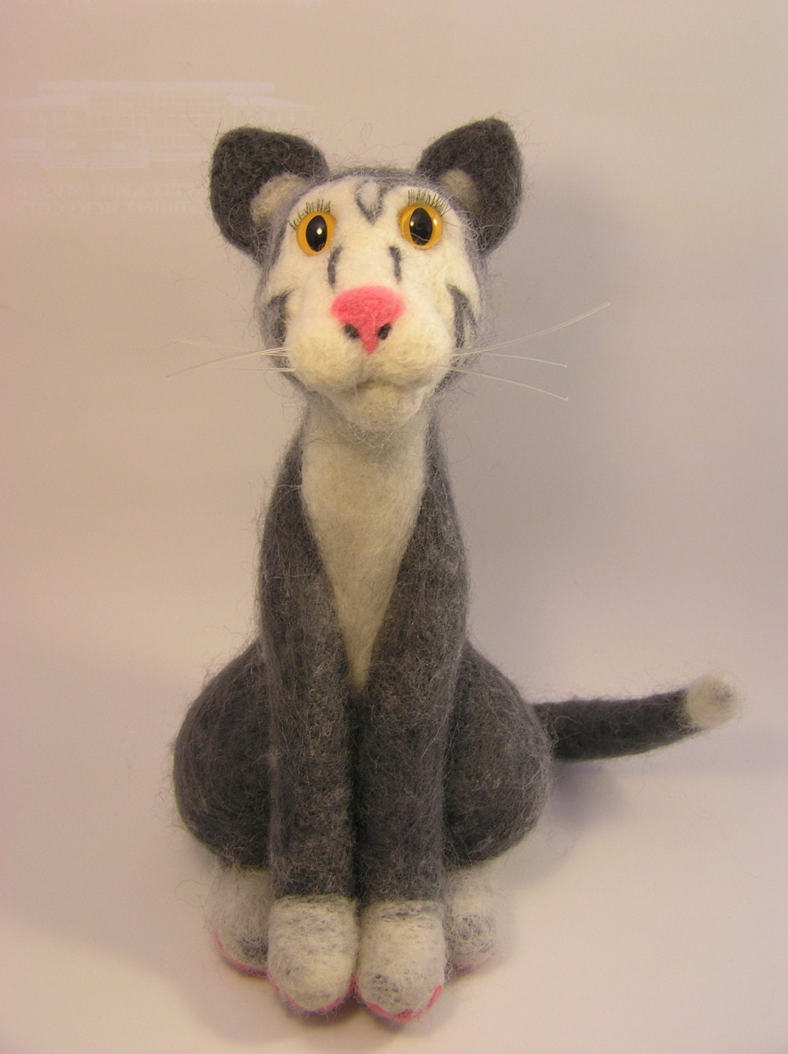 Needle felted cat Knitted toy cat Wool anniversary gift Felted