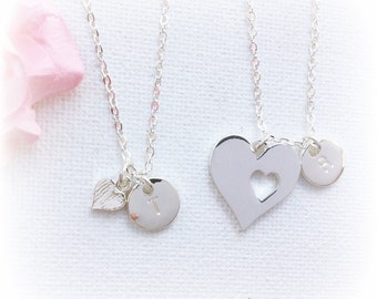 Mother daughter necklace set, mother daughter necklaces, mother daughter, silver heart jewellery,gift for mum,heart cutout necklace,SFMDHNI1