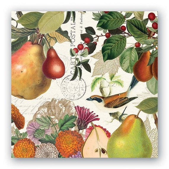 Pear NAPKINS Nature Napkins Fall Floral Napkins Autumn