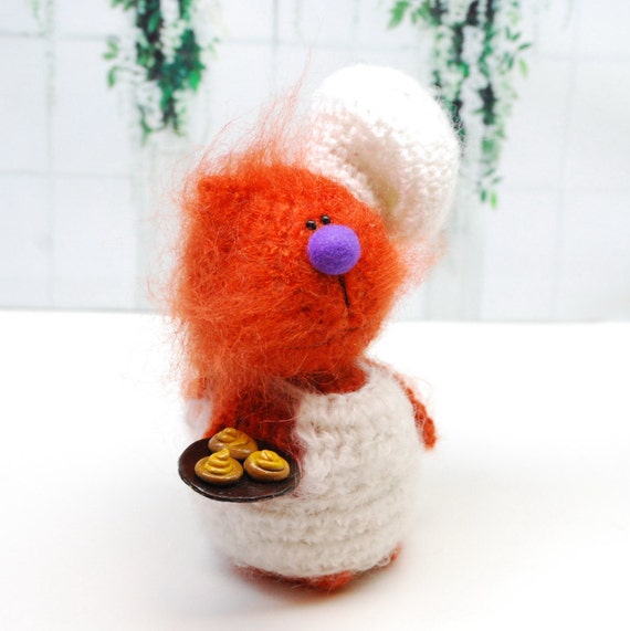 Amigurumi cat plush Chef cat miniature kitty knit cat cat