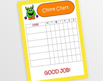 Printable Chore Chart Personalized Chore Chart Customized Chore Chart Printable Chore Chart Kids Chore Chart Kids To Do List DIGITAL IMAGE