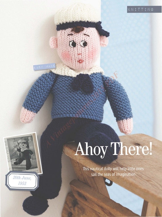 Vintage Sailor Doll Toy Knitting Pattern 12 by VintagePatterns2015