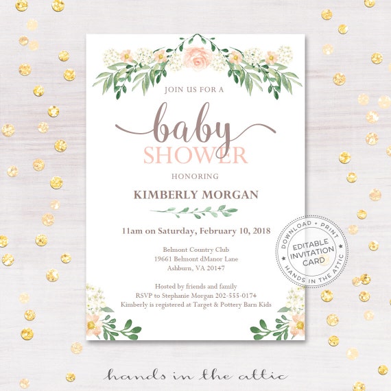 Floral baby shower invitations spring baby by HandsInTheAttic