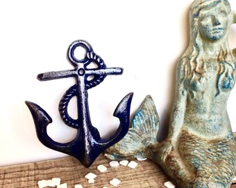 Navy Blue Anchor Hooks - Nautical Decor - Nautical Nursery Decor - Boy Nursery - Navy Blue Decor - Beach House Decor - Anchor Wall Decor