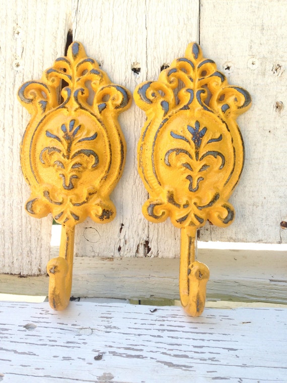 yellow vintage wall hooks shabby chic decor towel hooks yellow vintage wall hooks shabby chic decor towel hooks