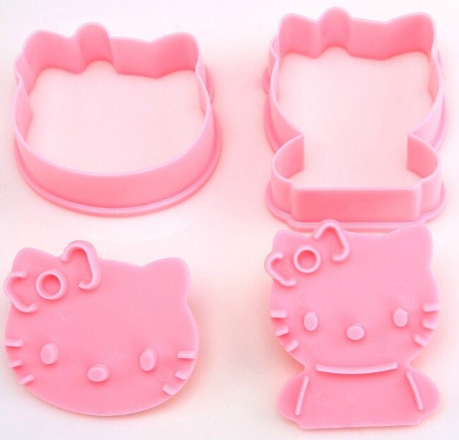Hello Kitty Cookie Cutter with Hand Press Stamp Set 4 pcs