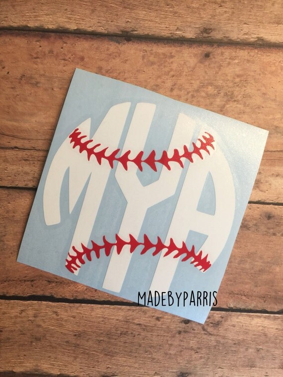 Baseball Monogram Vinyl Decal Softball Monogram by MadeByParris