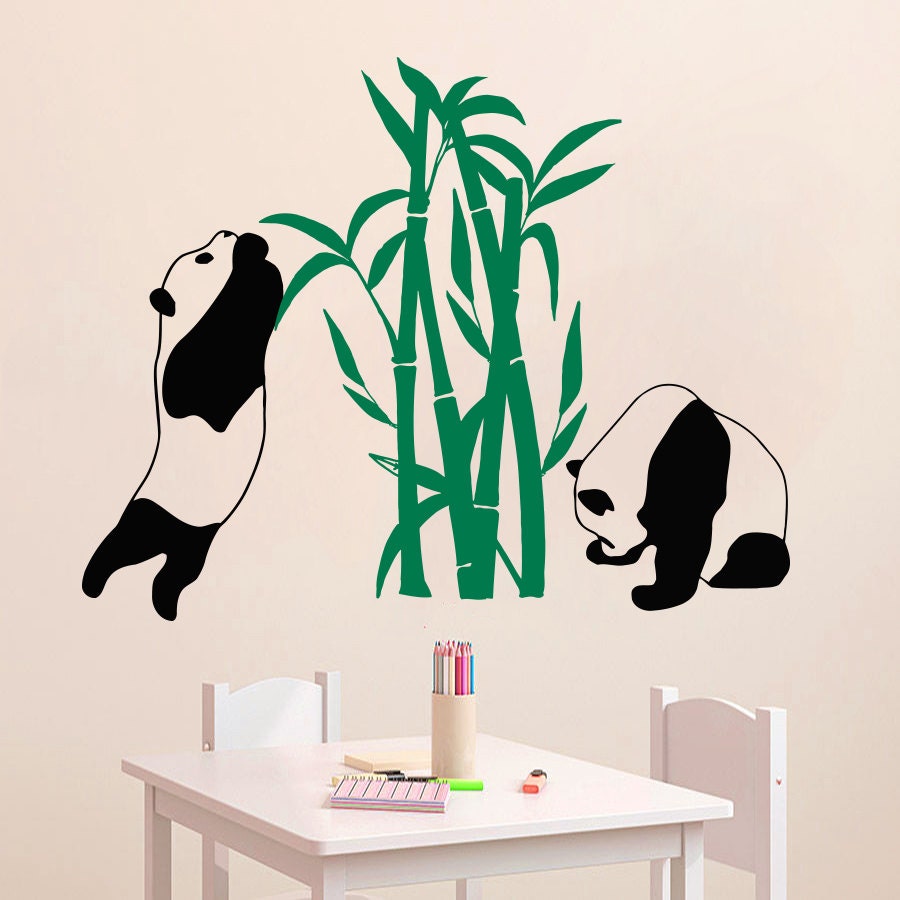 Wall Decal Panda Pandas Bamboo Bear Animal Vinyl Sticker Home