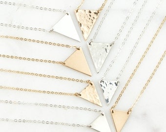 Triangle Necklace, Gold Dainty Necklace in 14k Gold Fill, Sterling Silver, or 14k Rose Gold Fill / Geometric Necklace, GN136_09, GN136_12