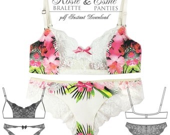 DIGITAL Lingerie Sewing Pattern - Esme Panties & Rosie Bra - pdf instant download from EVIE la LUVE