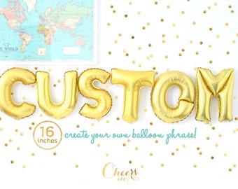 SALE!! 16" CUSTOM GOLD letter A to Z- create your own phrase gold foil balloon - party balloon - bridal/baby shower party decor