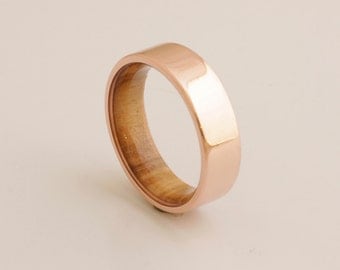 Copper Wedding Band // Copper Wood Ring // Olive Ring // Man Ring // mens wood wedding band