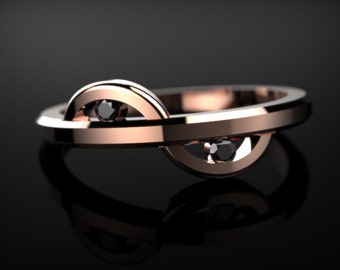Solid Rose Gold Black Diamond Ring Rose Gold Engagement Ring Black Diamond Engagement Ring Genuine Black Diamond Ring Gemstone Ring