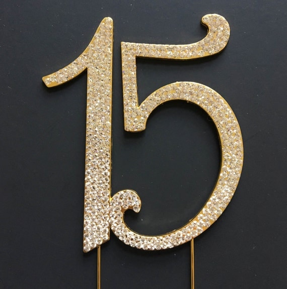 Gold 15 Cake Topper 15th Birthday Quinceañera by EllaCelebration