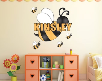 Bumblebee Wall Decal- nursey, bees, wall art, childs room, playroom, bumblebee, black and yellow, buzz buzz