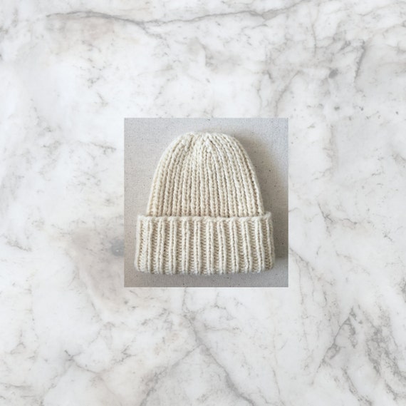 ON SALE White winter hat The Classic Ribbed Cap by LaTisserandeMtl