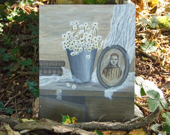 St Therese Little flower painting catholic christian religion- french art on canevas - religious shabby chic gustavien