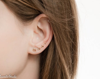 Tiny Stud Earrings set - Helix Stud Earring - Multiple piercing - Circle earings studs set - Tiny earrings studs