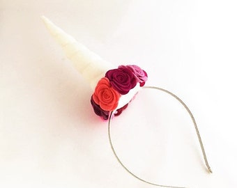 Unicorn Headband, Unicorn Headpiece, Unicorn Party, Unicorn Flower Headband, Unicorn Costume, Dress Up, Flower Crown, Photo Prop