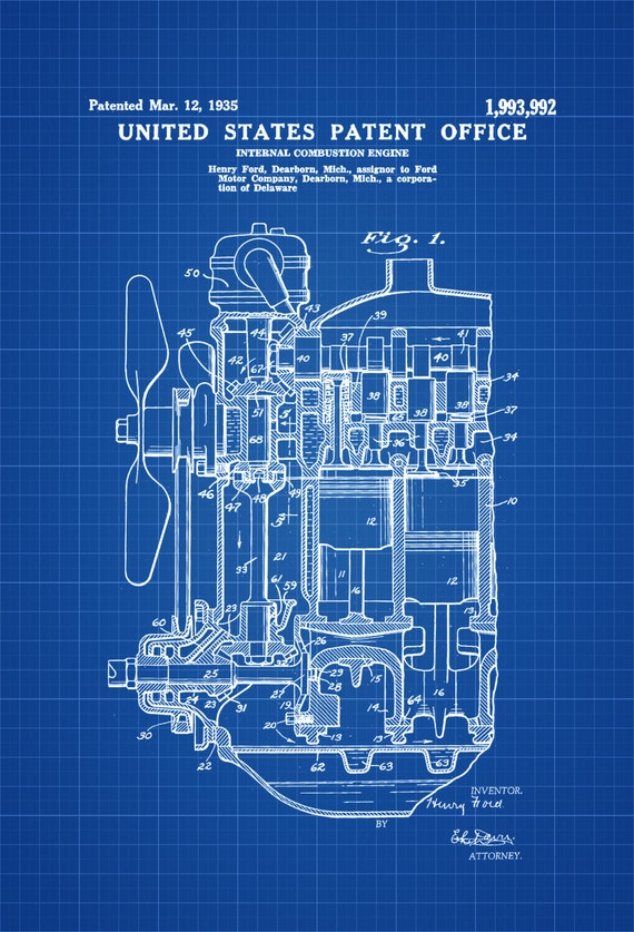 Ford Internal Combustion Engine Patent 1935 Patent Print