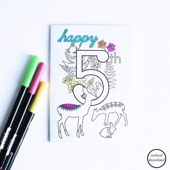 items-similar-to-kids-birthday-cards-printable-5th-birthday-cards-children-s-birthday-cards