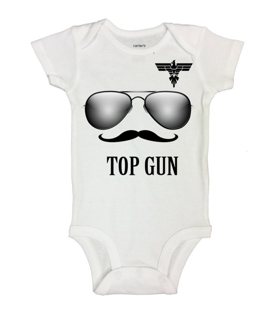 Cute Boys Fashion Onesie Top Gun Mustache by LittleRoyalteeShirts