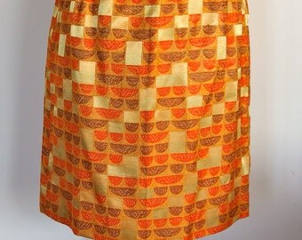 1960s 1970s Silk/Acetate Brocade Short Mod Pencil Skirt