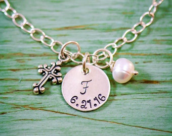SALE • Cross Bracelet Baptism Gift Religious Bracelet Gift Christian Bracelet • Sterling Silver Cross Gift First Communion Bracelet Girls