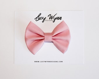 Primrose Pink Bow | Lucy Wynn Designs | Pink Bow, Primrose Bow, Rose Pink Bow, Girls Pink Bow, Rose Bow, Sailor Bow, Girls Bow, Kona Cotton