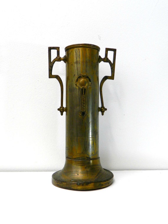 Vintage Brass Art Deco Vase With Handles