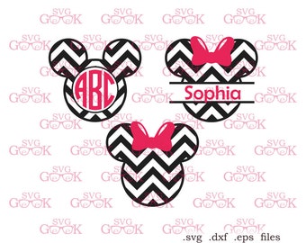 Chevron Mickey Ears SVG cut files, Minnie Ears svg cut files for use with Silhouette, Cricut and other Vinyl Cutters, digital cut file