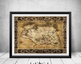 Skyrim Map, Skyrim Wall Art, Skyrim Map Print, Wall Art Decor, Elder Scrolls, Skyrim Art Print, Gaming Art, Printable Art, Skyrim Print, Art