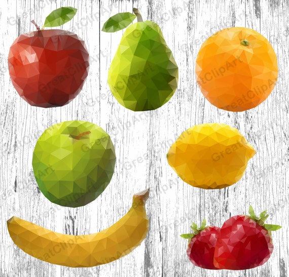 7 Geometric Fruit clipart set watermelon clipart banana