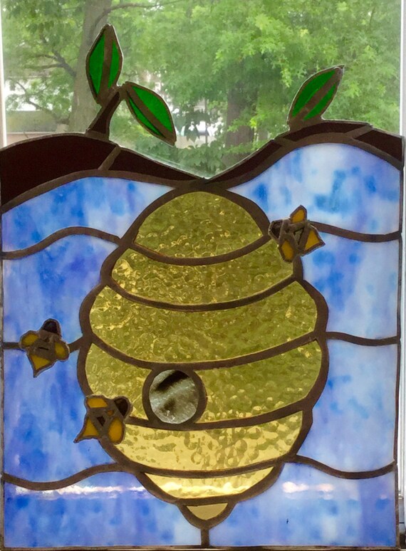 Stained Glass Beehive Panel By Sparkle Stained Glass