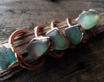 Sea glass ring, sea glass ring, glass, Seaglass, statement ring, Seaglass ring Seaglass jewellery, copper ring, Electroformed, boho, rustic,