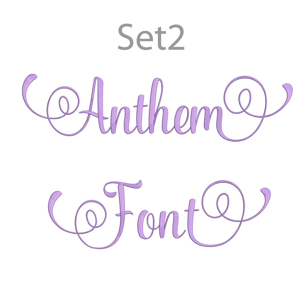 5 Size Anthem Font Embroidery Fonts BX Set 2 Instant Download