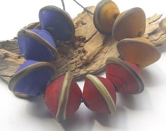 artisan lampwork, handmade - Rustic Pottery Colors with Raku - by Calisto MTO