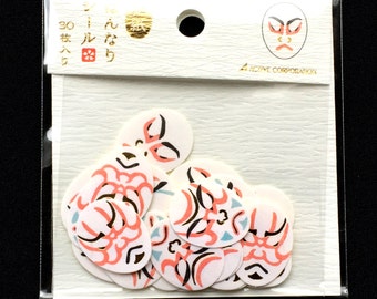 Kabuki Mask Stickers - Japanese Stickers - Chiyogami Paper Stickers - Traditional Japanese - Japanese Sticker Flakes (S193)