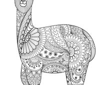 Download Unique alpaca coloring page related items | Etsy