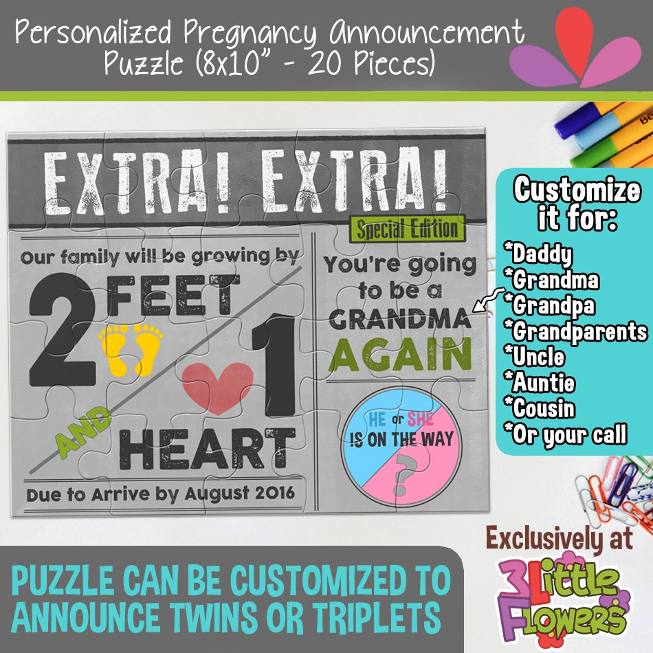 Personalized Pregnancy Announcement Puzzle Newsletter